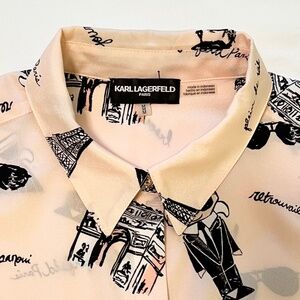 KARL LAGERFELD PARIS Graphic Print Long Sleeve Blouse